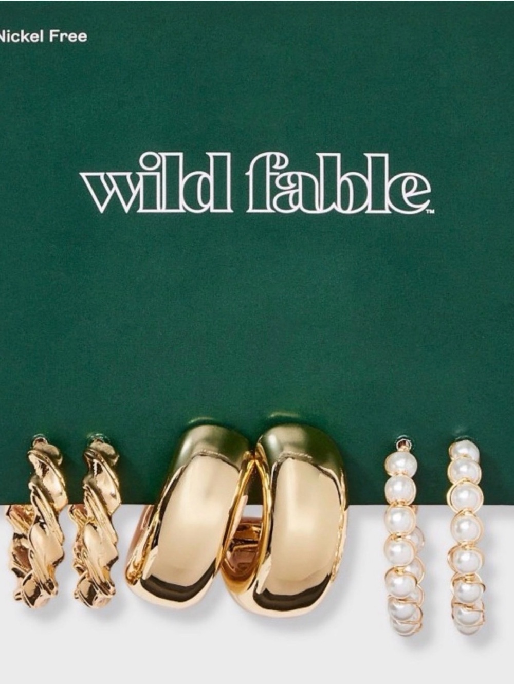 wild fable Gold Hoop and Pearl Mix Earring Set